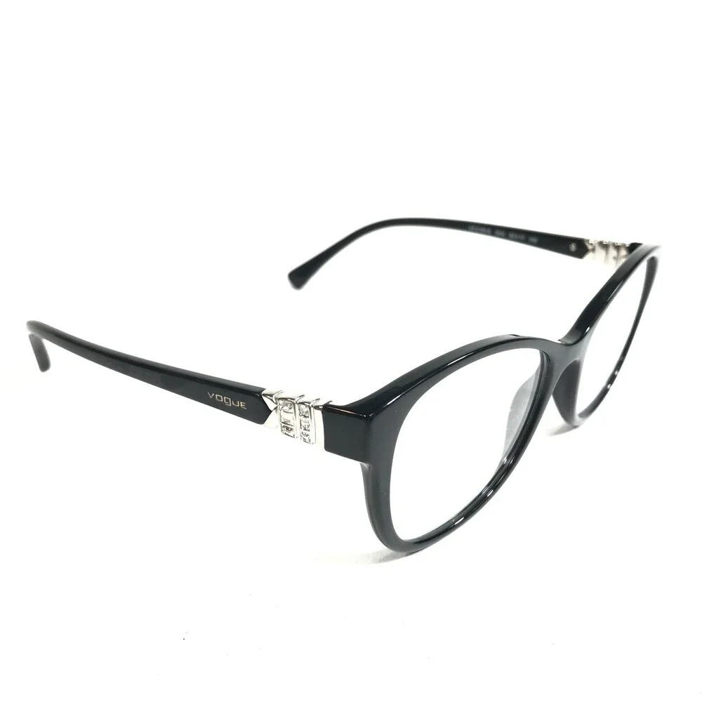 Vogue Eyeglasses Frames VO5169-B W44 Black Silver Cat Eye Full Rim 52-17-140